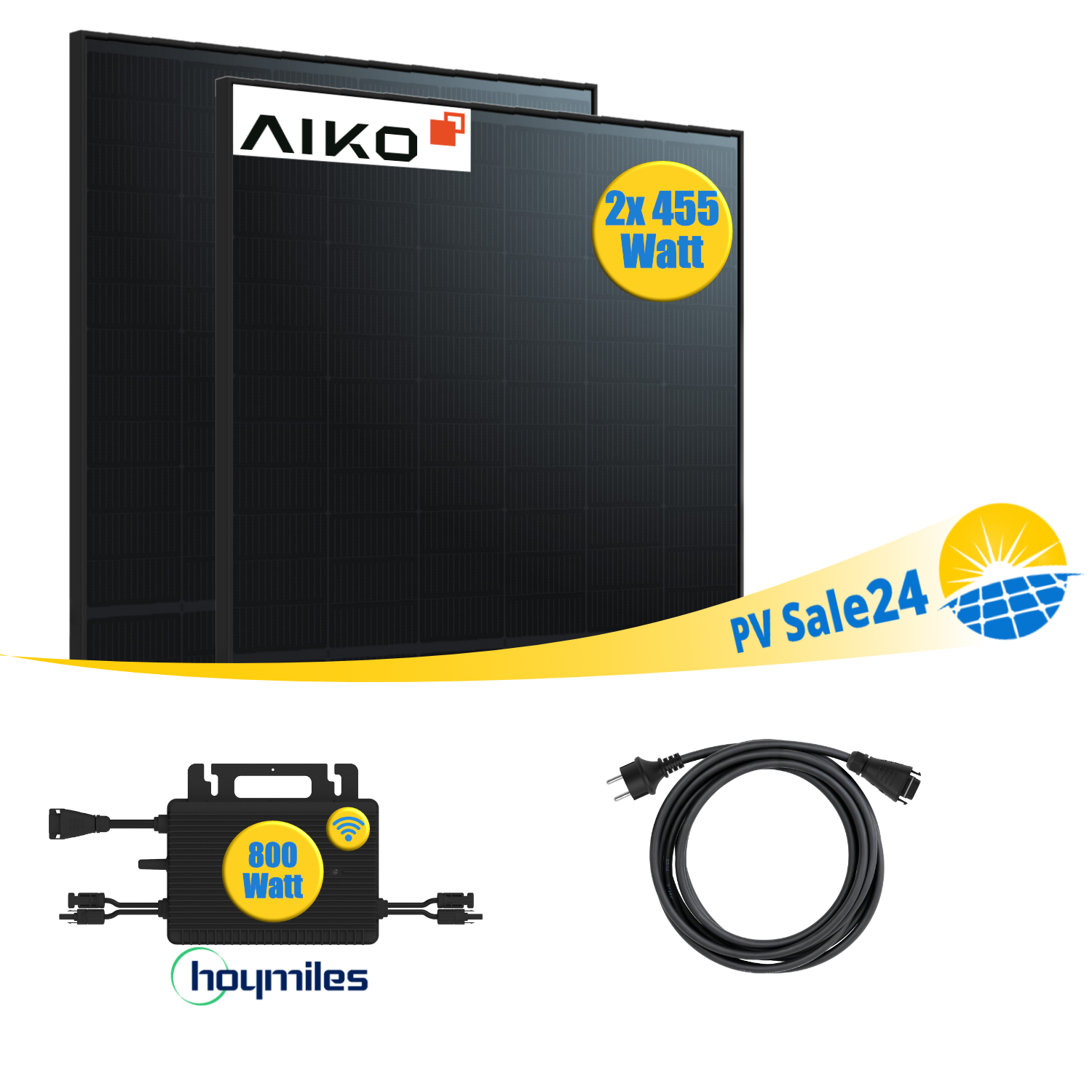 Balkonkraftwerk Set Aiko 2x 455W - full black - monofazial