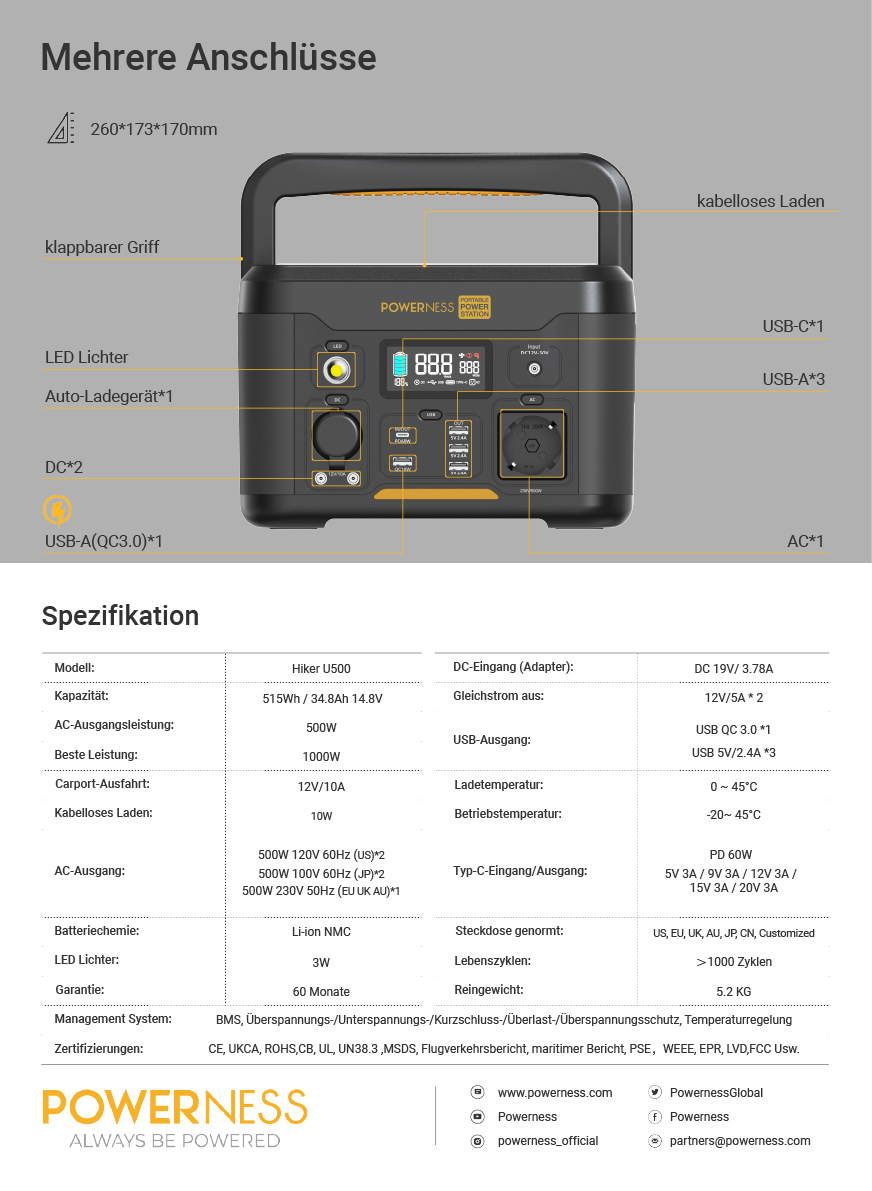 Powerness Hiker U300 Datenblatt