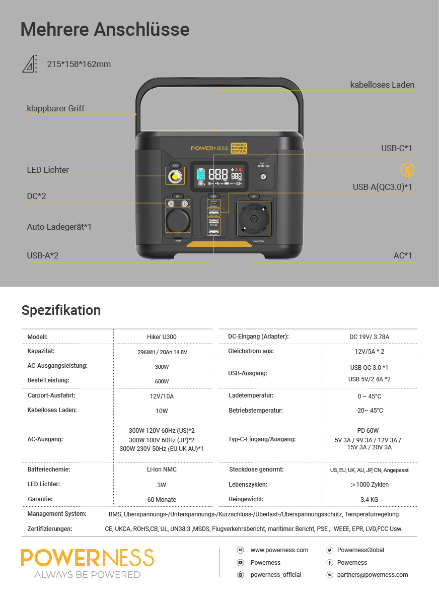 Powerness Hiker U300 Datenblatt