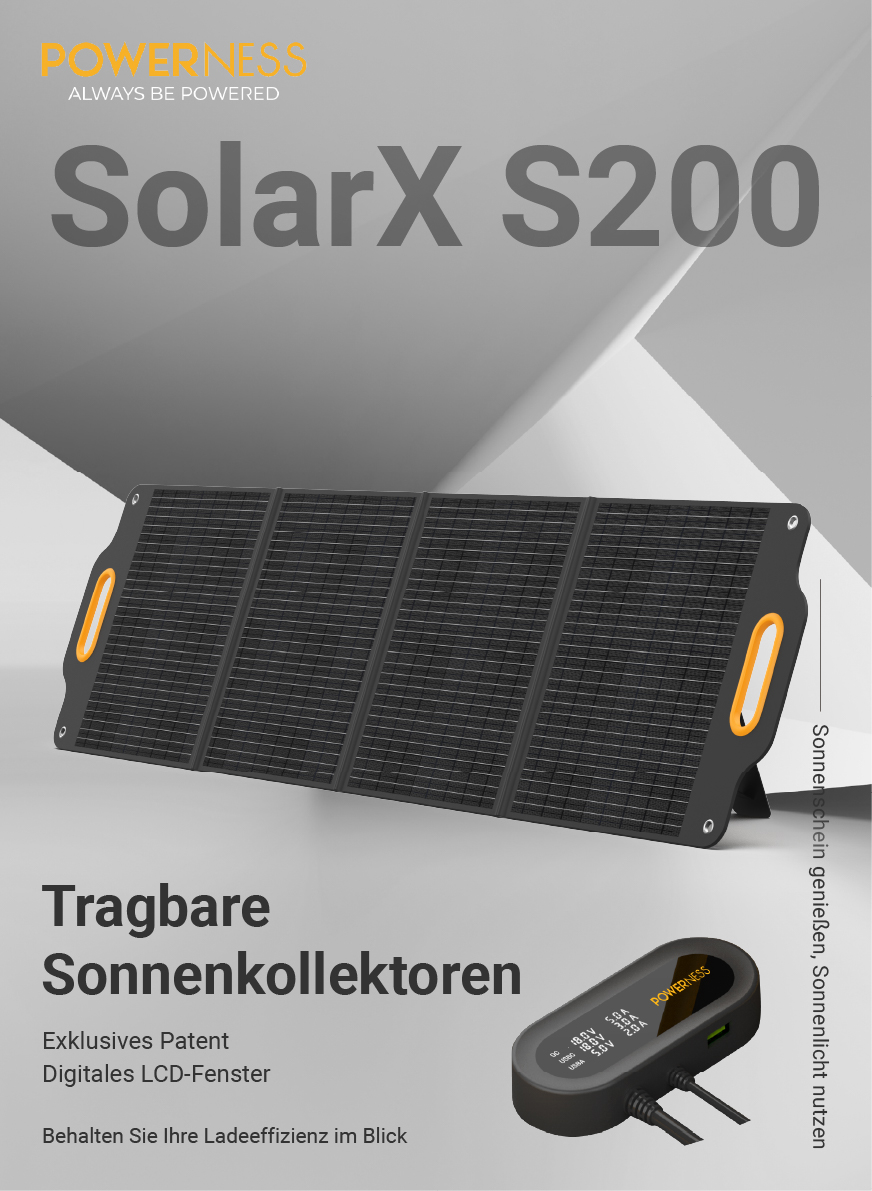 Powerness SolarX S200 Tragbare Faltbare Solarmodule
